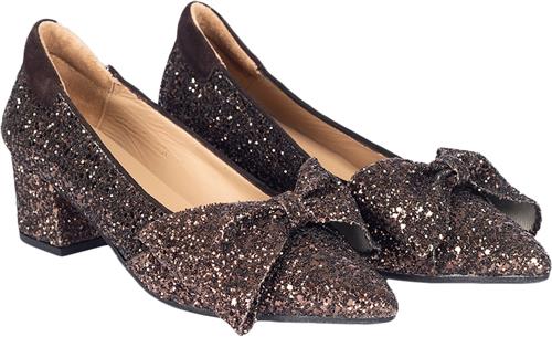 ANGULUS Sløjfe Pump i Funklende Glitter Kvinde 2487/2193 Brown Glitter/dark B Pumps & Stiletter Str 42 - hos Magasin