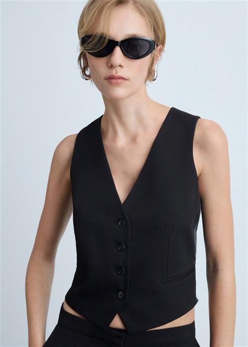 Se MANGO Suit Waistcoat With Buttons Kvinde Black Veste Str XS - hos Magasin ved Magasin