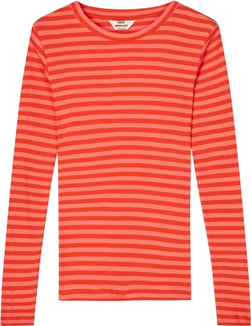 Se Mads Nørgaard - Copenhagen 2x2 Cotton Stripe Tuba Tee LS Kvinde 2x2 Stripe/puffin's Bill Langærmede T-shirts Str XL - hos Magasin ved Magasin