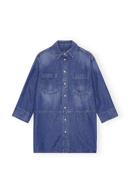 Ganni Light Denim Oversized Shirt Kvinde Mid Blue Vintage Denimskjorter Str XXS/XS Denim - hos Magasin