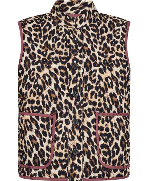 Lollys Laundry Cairoll Quilted Vest Kvinde Leopard Print Veste Str L - hos Magasin