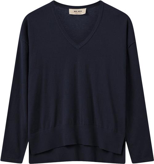 Mos Mosh Mmtani Vneck Knit Kvinde Salute Navy Sweaters Str XS - Bomuld hos Magasin