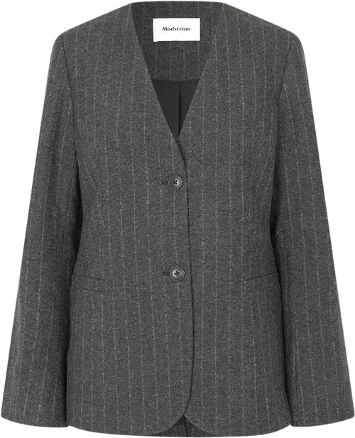 Se Modström Kristolmd Blazer Kvinde Dark Grey Pinstripe Blazere Str XL - hos Magasin ved Magasin