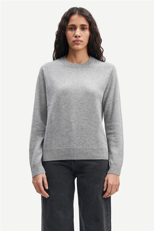 Samsøe Samsøe Boston Oneck 6304 Kvinde Grey Mel. Sweaters Str L - hos Magasin