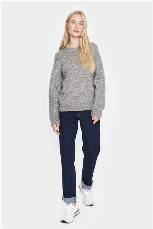 Saint Tropez Piannasz Pullover Kvinde Mist Grey Melange Sweaters Str S - hos Magasin