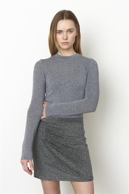 Second Female Matima Oneck Tee Kvinde Grey Melange Langærmede T-shirts Str M - Merino hos Magasin