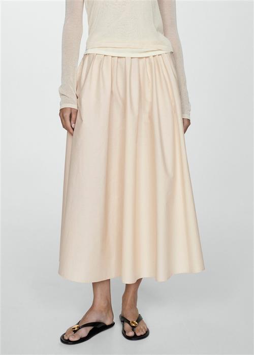 MANGO Pleated Midi Skirt Kvinde Light Beige Midi Nederdele Str 40 - hos Magasin