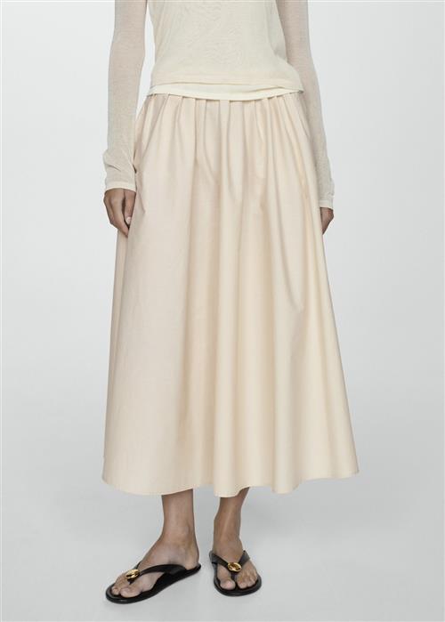 MANGO Pleated Midi Skirt Kvinde Light Beige Midi Nederdele Str 36 - hos Magasin