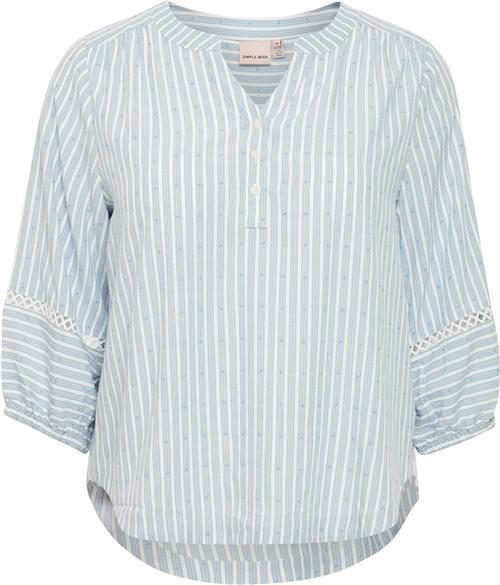 Se Simple Wish Swnatalie BL 1 Kvinde Cool Blue Stripe Kortærmede Bluser Str 46 - hos Magasin ved Magasin