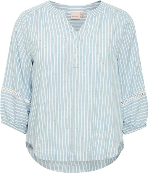 Se Simple Wish Swnatalie BL 1 Kvinde Cool Blue Stripe Kortærmede Bluser Str 52 - hos Magasin ved Magasin