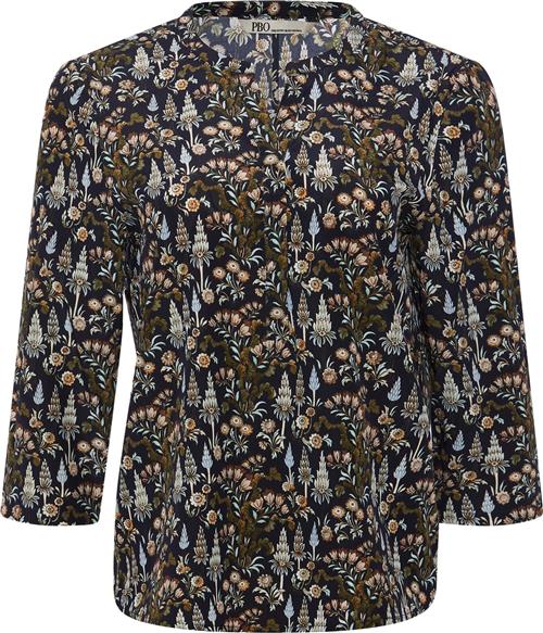 PBO ¤ Bali Blouse ¤ Kvinde Blue Print Langærmede Bluser Str 46 - hos Magasin