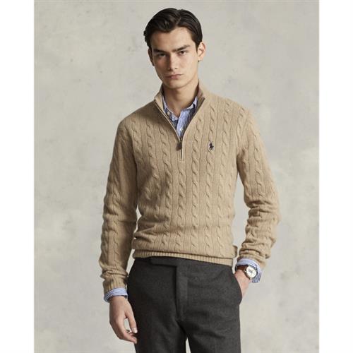 Se Polo Ralph Lauren 2/15 Wool/cash Rwslsl-plo Mand Camel Melange Turtlenecks Str S - hos Magasin ved Magasin