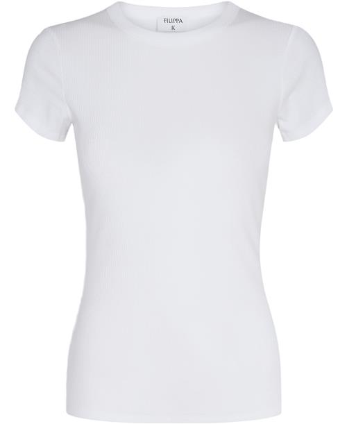 Filippa K Fine Rib Tee Kvinde White Kortærmede T-shirts Str L - hos Magasin