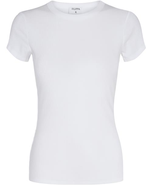 Filippa K Fine Rib Tee Kvinde White Kortærmede T-shirts Str M - hos Magasin