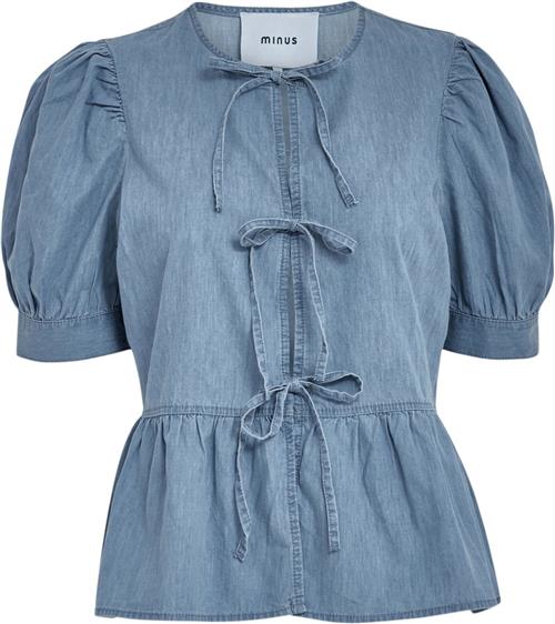 Minus Msfelicia Tie Shirt Kvinde Light Denim Denimskjorter Str 34 - Denim hos Magasin