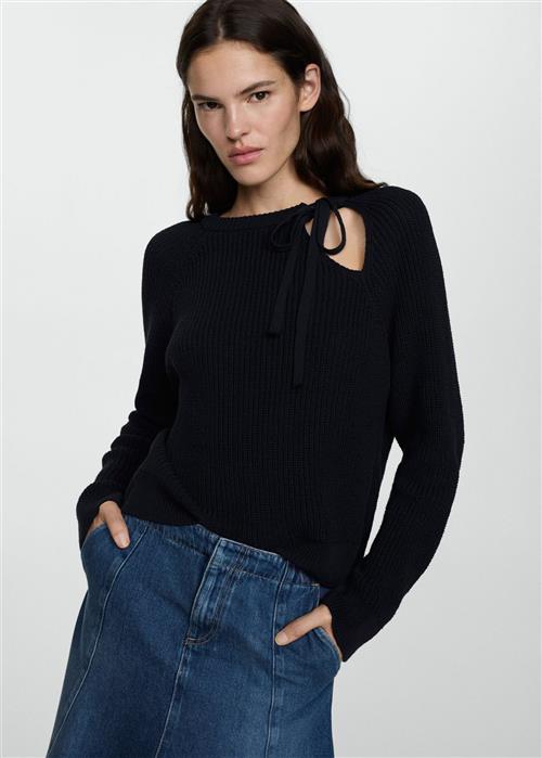 MANGO Cutout Knitted Sweater Kvinde Navy Sweaters Str S - hos Magasin