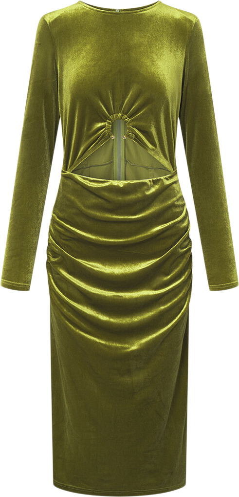 HUNKØN Saga Velour Dress Kvinde Dusty Green Midi Kjoler Str S Velour - hos Magasin