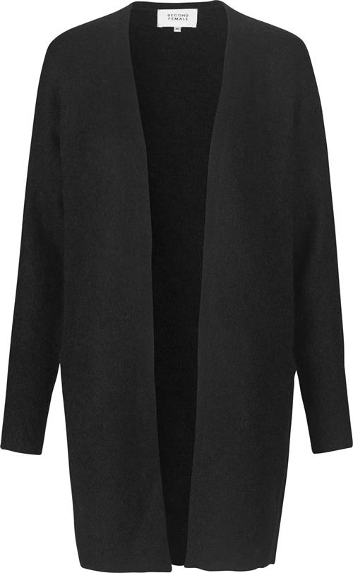 Second Female Brook Mohair Blend Knit New Pocket Cape Kvinde Black Cardigans Str L Mohair - hos Magasin