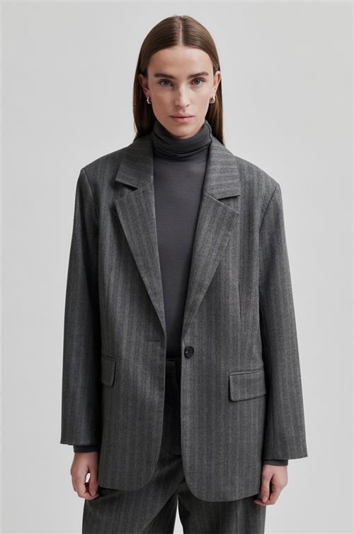 Se Second Female Hollanda New Blazer Kvinde Dark Grey Melange Blazere Str XL - hos Magasin ved Magasin