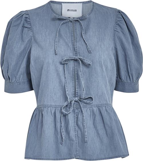 Minus Msfelicia Tie Shirt Kvinde Light Denim Denimskjorter Str 44 - Denim hos Magasin