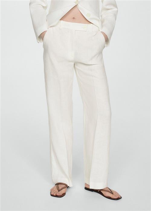 MANGO 100 Linen Suit Trousers Kvinde White Hørbukser Str 40 - hos Magasin