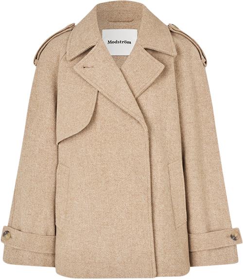 Se Modström Esmundmd Twill Jacket Kvinde Beige Twill Melange Uldfrakker Str S - hos Magasin ved Magasin