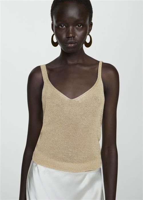 MANGO Lurex Knitted top Kvinde Gold Tanktoppe Str M - hos Magasin