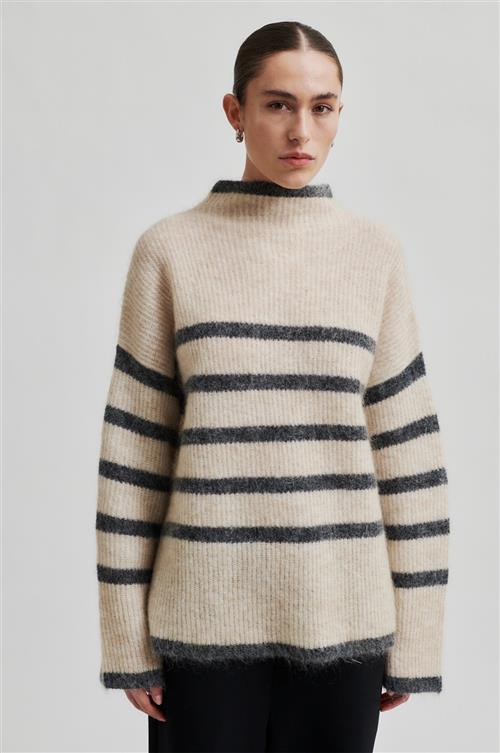 Se Second Female Ovalis Mohair Blend Knit Tneck Kvinde Brazilian Sand Grey Sweaters Str S Mohair - hos Magasin ved Magasin