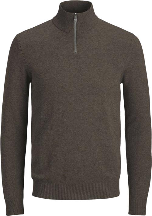 Se Jack & Jones Jjeemil Knit Half ZIP Noos Mand Mulch/twist Turtlenecks Str S - hos Magasin ved Magasin