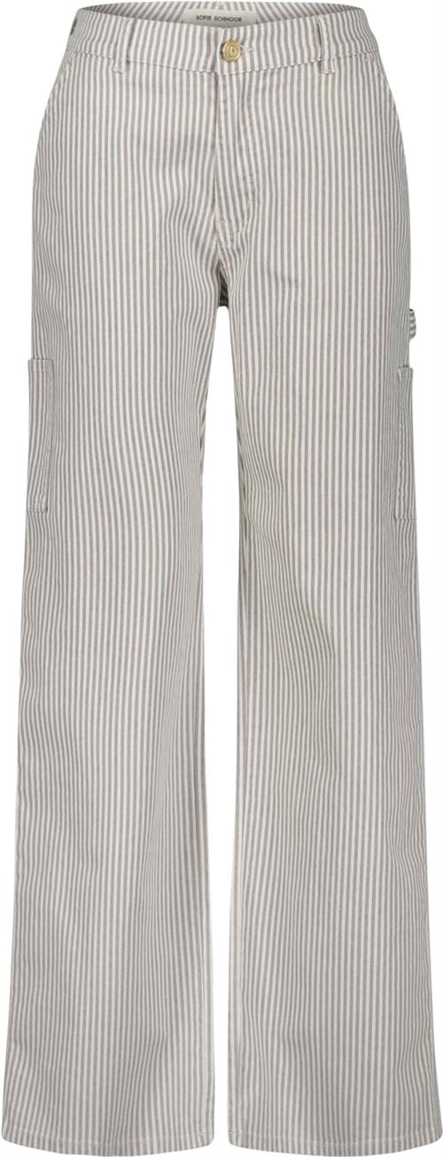 Se Sofie Schnoor Trousers Kvinde Light Brown Striped Bukser Med Lige Ben Str XL - hos Magasin ved Magasin