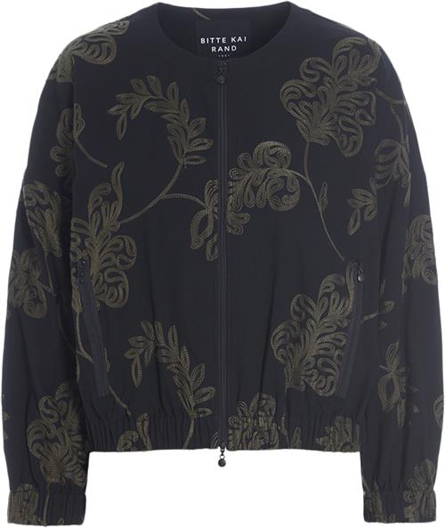 Bitte Kai Rand Embroidered Leaf Kvinde Black/deep Forest Leaf Bomberjakker Str S - hos Magasin