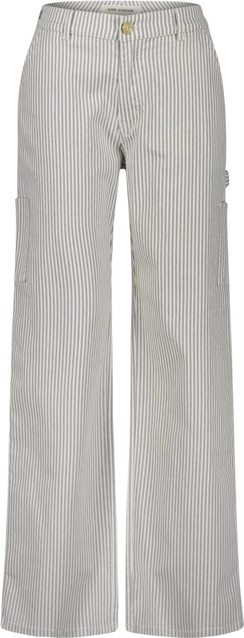 Sofie Schnoor Trousers Kvinde Light Brown Striped Bukser Med Lige Ben Str L - hos Magasin