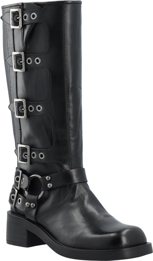 Bianco Biaharper Buckle Biker Boot Pull Up Leather Kvinde Black Cowboy & Biker Str 41 - hos Magasin