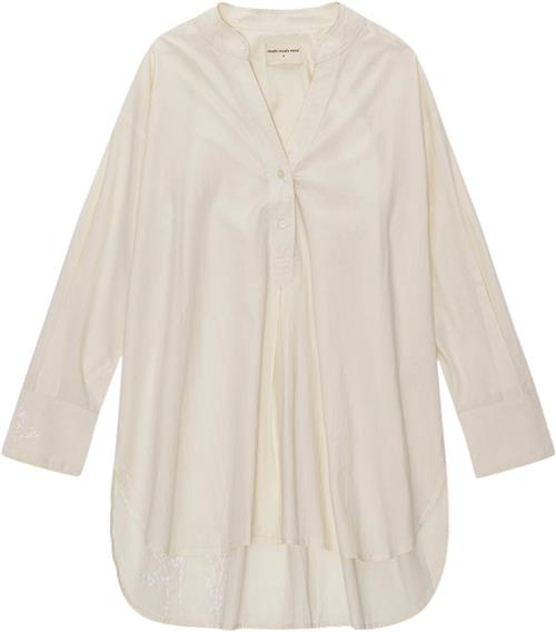 Moshi Moshi Mind Posy Shirt Poplin Kvinde Natural Emb Langærmede Skjorter Str S - hos Magasin