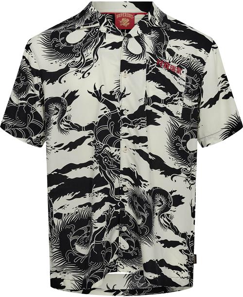 Superdry CNY Dragon Shirt Mand Off White Kortærmede Skjorter Str L - hos Magasin