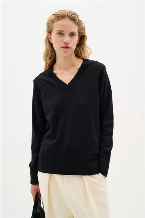 Se InWear Zauloiw Vneck Pullover Kvinde Black Sweaters Classic Fit Str XS - hos Magasin ved Magasin