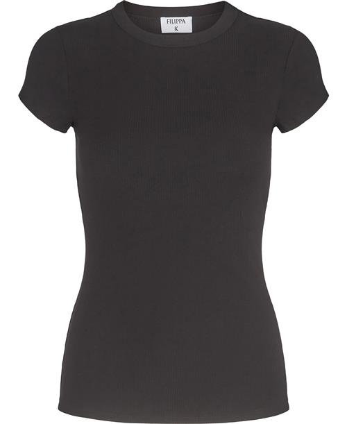 Se Filippa K Fine Rib Tee Kvinde Black Kortærmede T-shirts Str S - hos Magasin ved Magasin