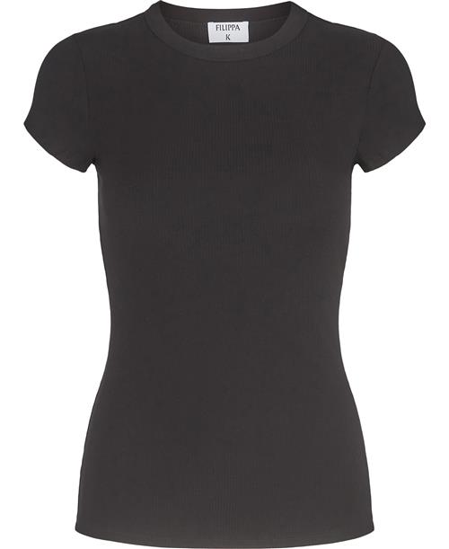 Filippa K Fine Rib Tee Kvinde Black Kortærmede T-shirts Str M - hos Magasin