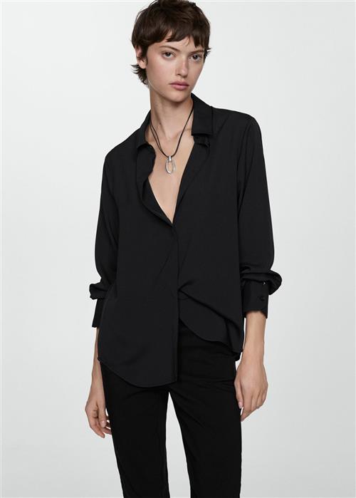 MANGO Fluid Longsleeved Shirt Kvinde Black Skjorter Str XS - hos Magasin