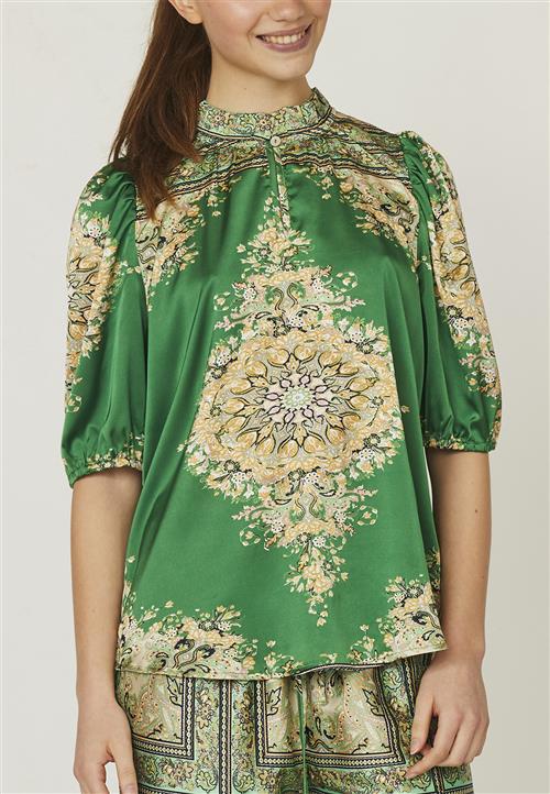 Se Love&Divine Love9108 Kvinde Green Paisley Kortærmede Bluser Str L - hos Magasin ved Magasin