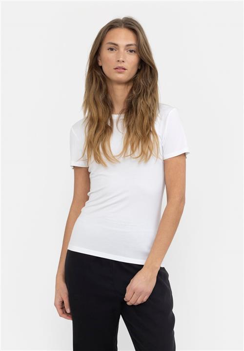 esmé studios Espenelope Slim Fit Tshirt Kvinde White Kortærmede T-shirts Slim Fit Str L - hos Magasin