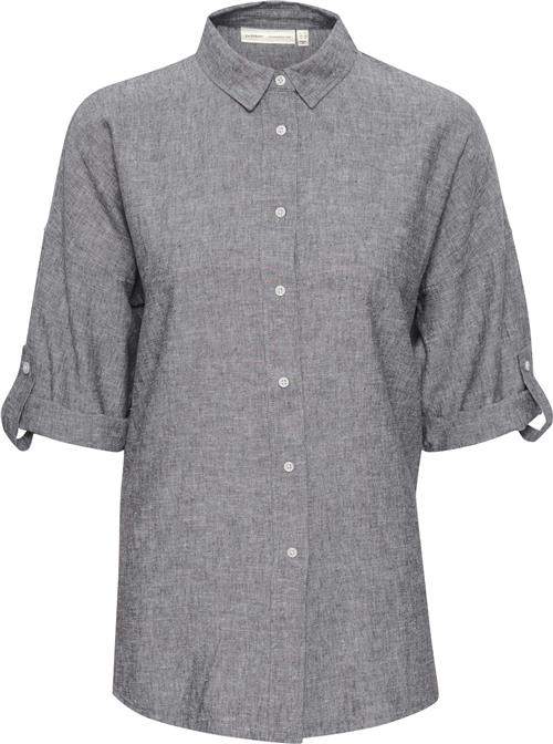 Se InWear Kikoiw Shirt Kvinde Marine Blue Melange Kortærmede Skjorter Relaxed Fit Str 34 - hos Magasin ved Magasin