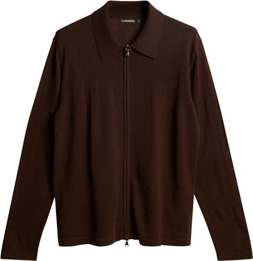 Se J. Lindeberg Kaleb Merino Zip Cardigan Mand Bitter Chocolate Cardigans Str XL Merino - hos Magasin ved Magasin