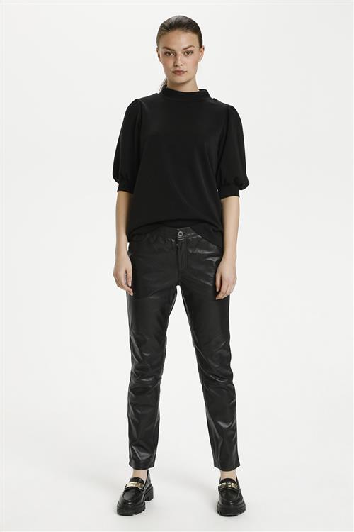 Se My Essential Wardrobe 21 THE Puff Blouse Kvinde Black Kortærmede Bluser Casual Fit Str XL - hos Magasin ved Magasin