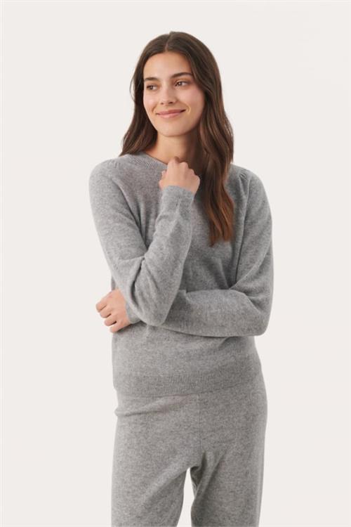 Part Two Evinapw PU 100 Cashmere Kvinde Grey Melange Sweaters Relaxed Fit Str L Cashmere - hos Magasin