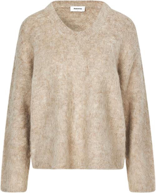 Modström Kanemd Vneck Kvinde Beige Melange Sweaters Str L - hos Magasin