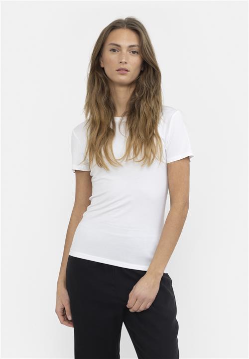 esmé studios Espenelope Slim Fit Tshirt Kvinde White Kortærmede T-shirts Slim Fit Str XS - hos Magasin