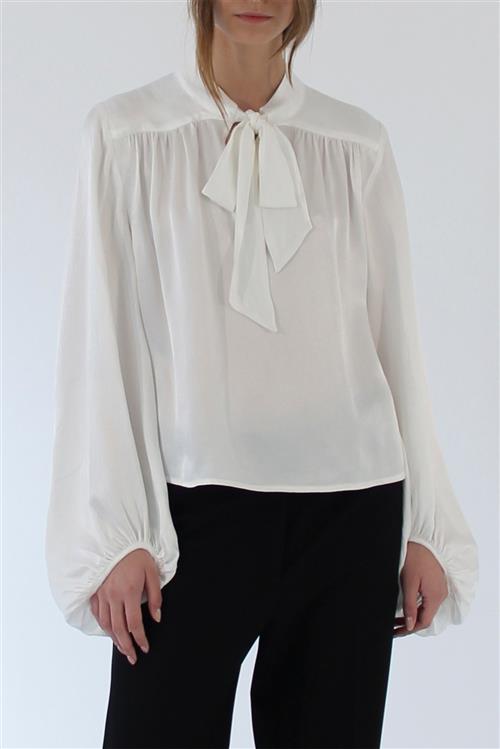 Designers Remix Lucille Bow Blouse Kvinde Sand Toppe Str 38 - hos Magasin