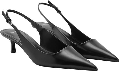 MANGO Kittenheel Shoes Kvinde Black Slingbacks Str 40 - Læder hos Magasin