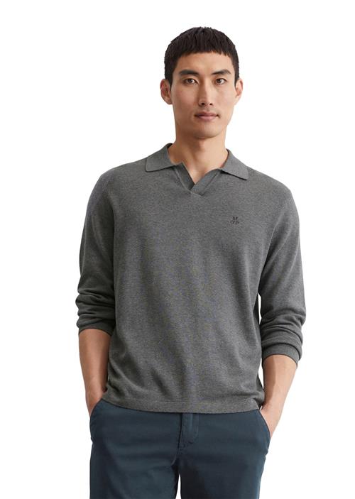 Se Marc O’Polo Polo Pullover Longsleeve Mand Graphite Grey Melange Langærmede Poloer Str S - hos Magasin ved Magasin